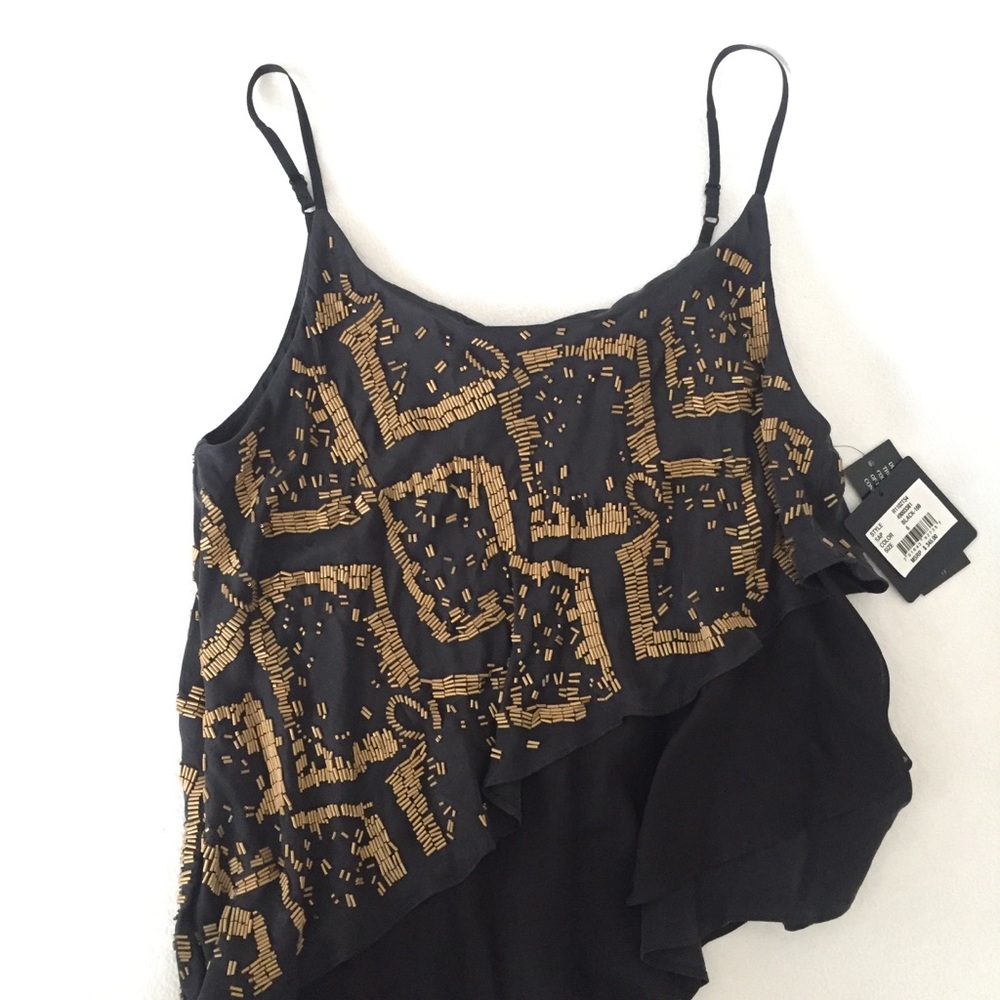 NWT Robert Rodriguez Beaded Silk Top